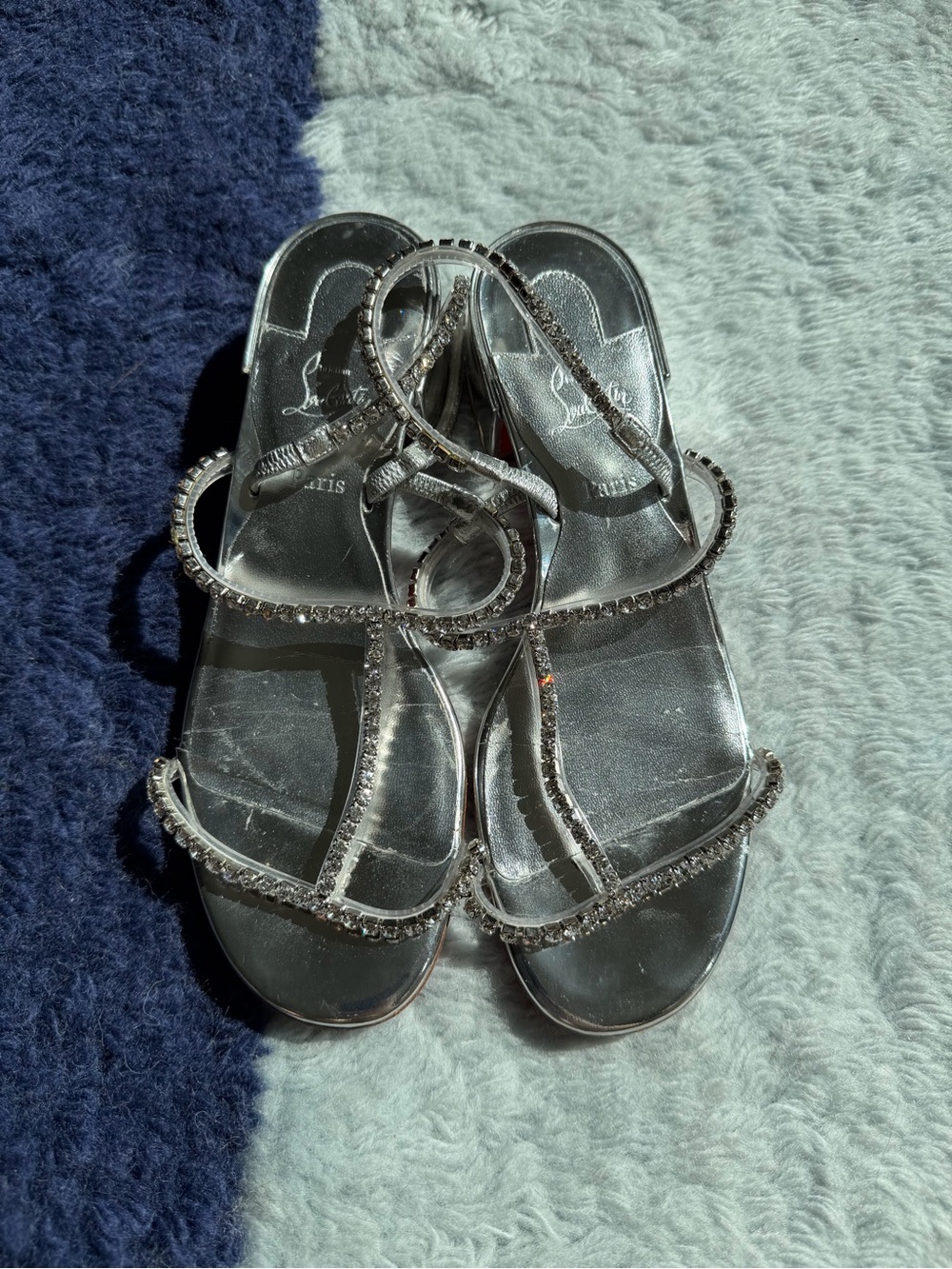 Christian Louboutin Silver Crystal-Strap Sandals